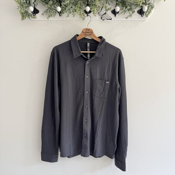 Men’s Vuori Dark Gray Button Down Collared Shirt Large LS - Picture 1 of 4